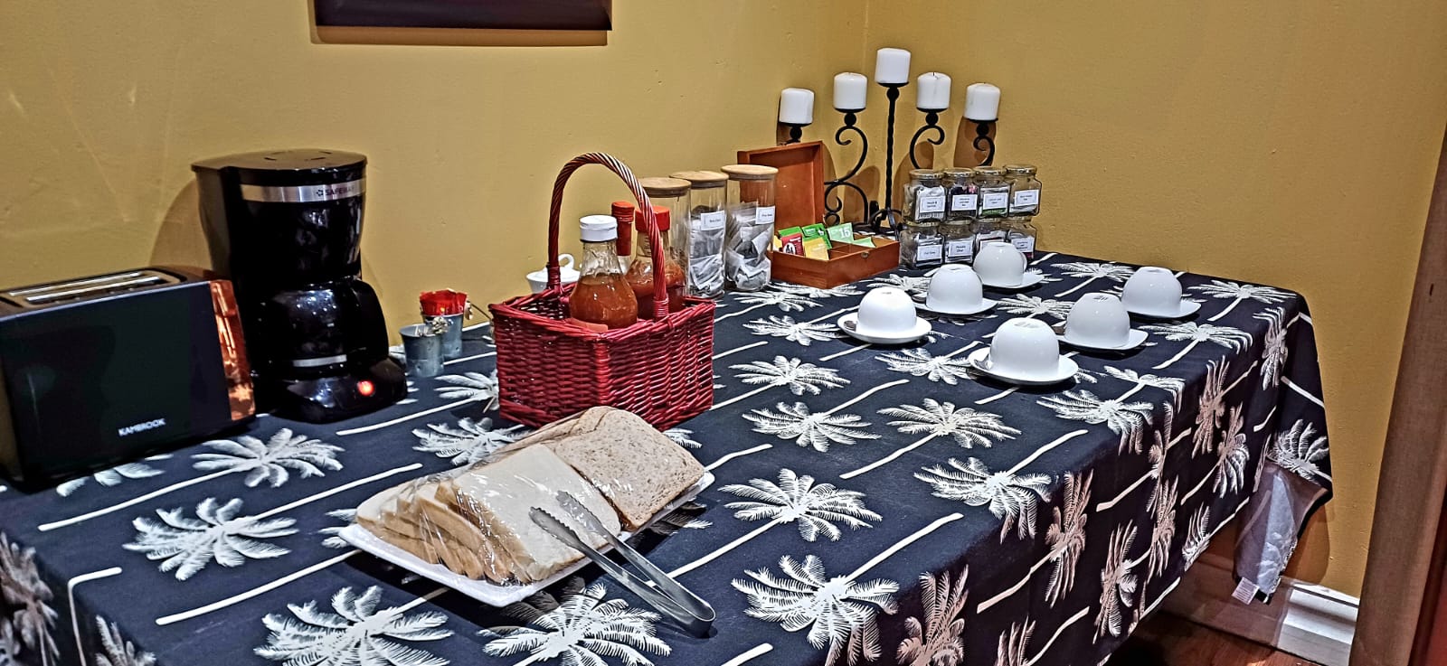 Breakfast table laid out at Deo Volente