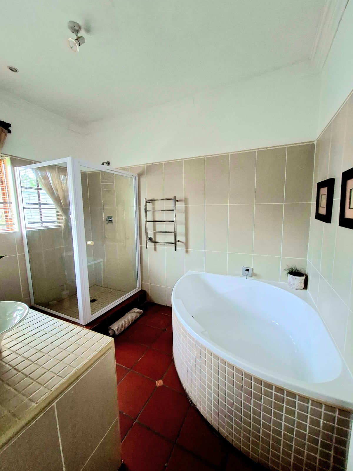 Bath and shower in the Tyme Suite bathroom